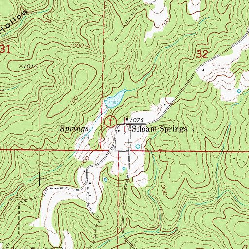 Topographic Map of Siloam Springs, MO