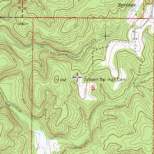 Topographic Map of Siloam Springs Cemetery, MO