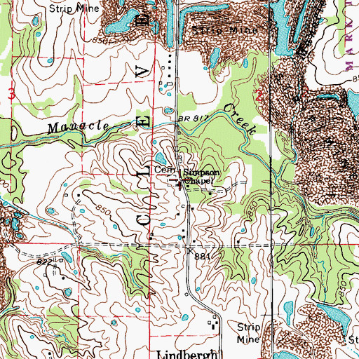 Topographic Map of Simpson Chapel, MO