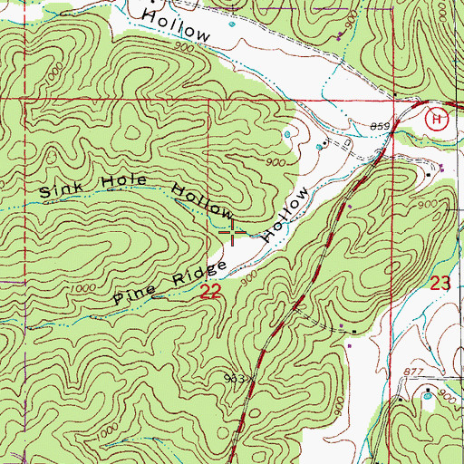 Topographic Map of Sink Hole Hollow, MO