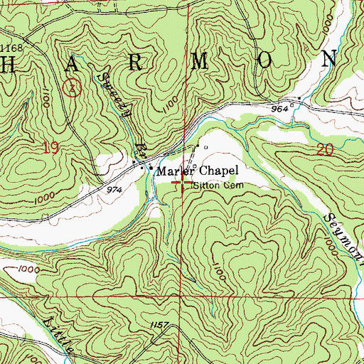 Topographic Map of Sitton Cemetery, MO