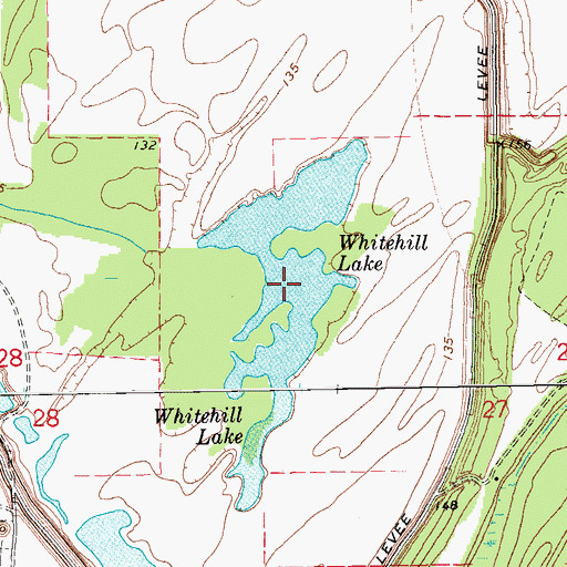 Topographic Map of Whitehill Lake, AR