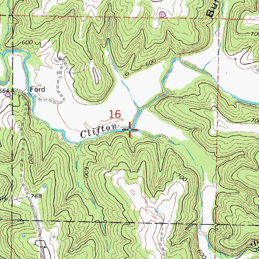 Topographic Map of Skunk Creek, MO