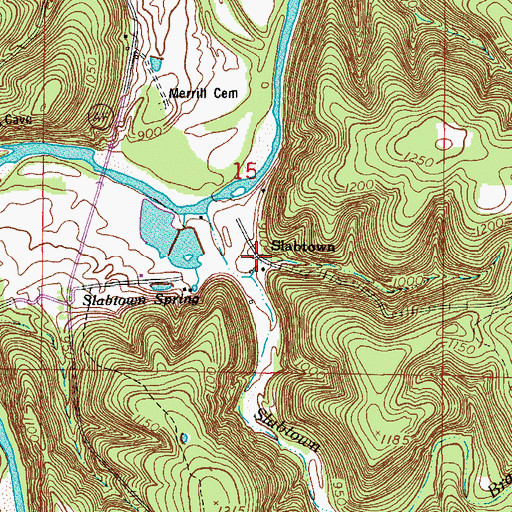 Topographic Map of Slabtown, MO
