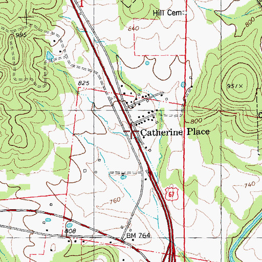 Topographic Map of Catherine Place, MO