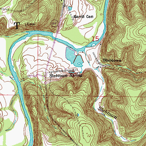 Topographic Map of Slabtown Spring, MO
