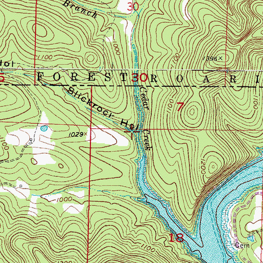 Topographic Map of Slickrock Hollow, AR