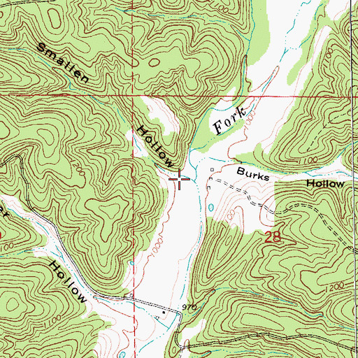Topographic Map of Smallen Hollow, MO