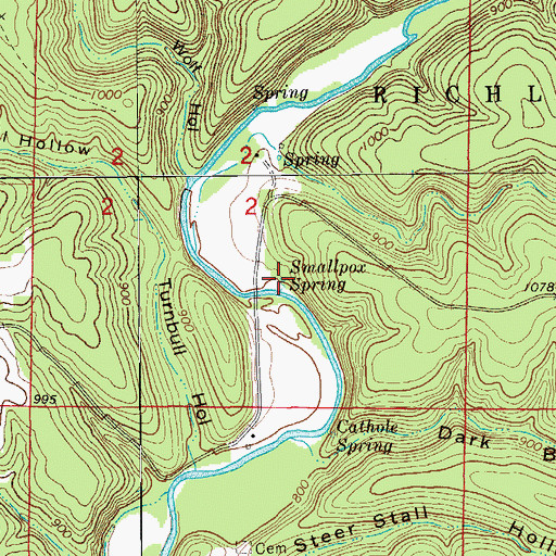 Topographic Map of Smallpox Spring, MO