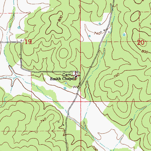 Topographic Map of Smith Chapel, MO