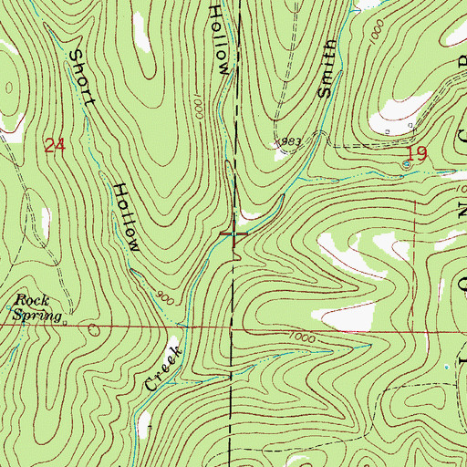 Topographic Map of Smith Hollow, MO