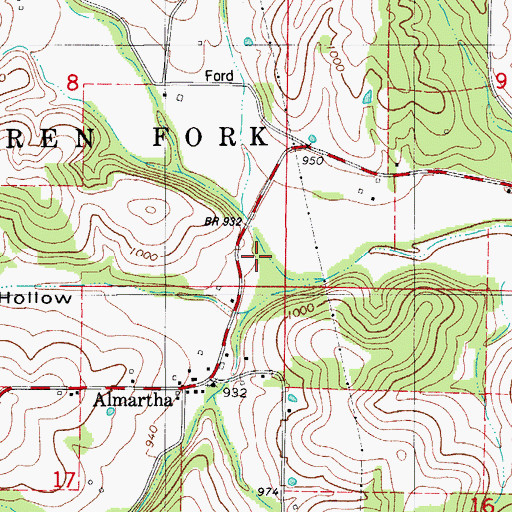 Topographic Map of Smith Hollow, MO