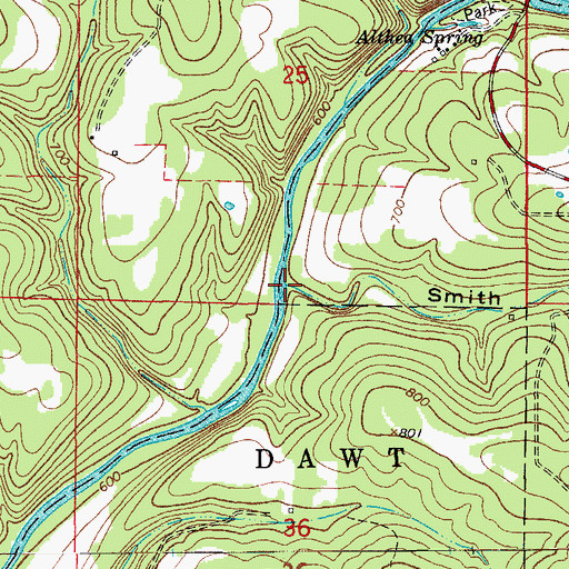 Topographic Map of Smith Hollow, MO