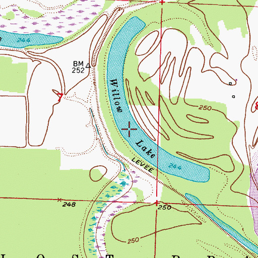 Topographic Map of Willow Lake, AR
