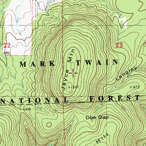 Topographic Map of Smith Mountains, MO