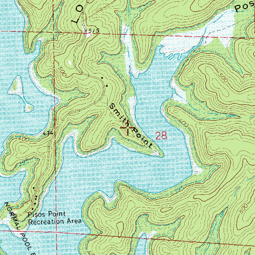 Topographic Map of Smith Point, MO