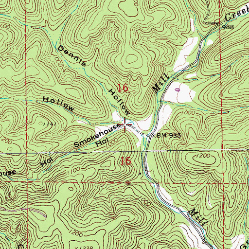 Topographic Map of Smokehouse Hollow, MO