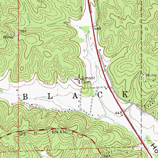Topographic Map of Smoot Cemetery, MO
