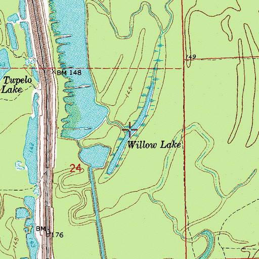Topographic Map of Willow Lake, AR