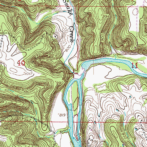 Topographic Map of Snake Creek, MO