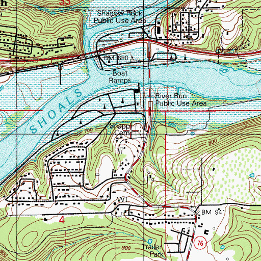 Topographic Map of Snapp Cemetery, MO