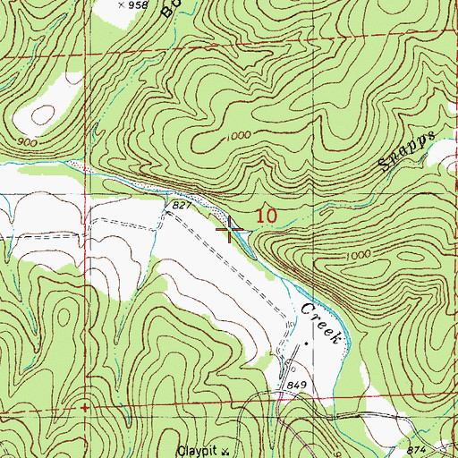 Topographic Map of Snapps Branch, MO