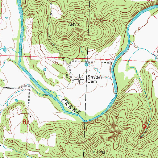 Topographic Map of Snyder Cemetery, MO