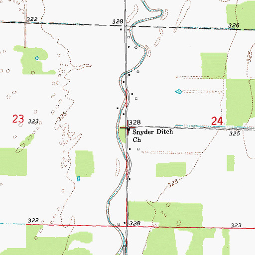 Topographic Map of Snyder Ditch Church, MO