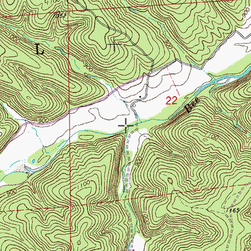 Topographic Map of South Branch Bee Fork, MO