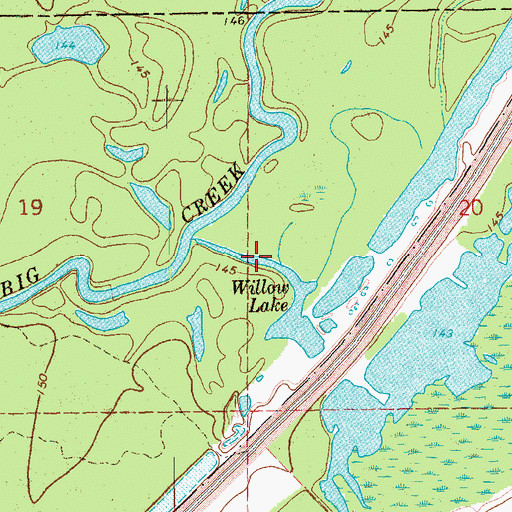 Topographic Map of Willow Lake, AR