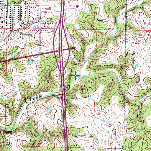 Topographic Map of South Fork Grindstone Creek, MO