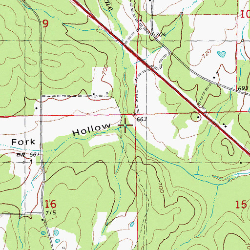 Topographic Map of South Fork Hollow, MO
