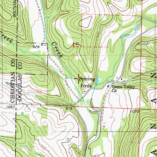 Topographic Map of South Guffy Creek, MO
