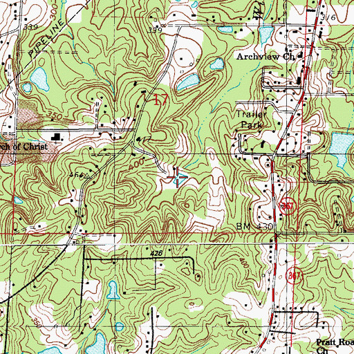 Topographic Map of Willow Springs Lake, AR