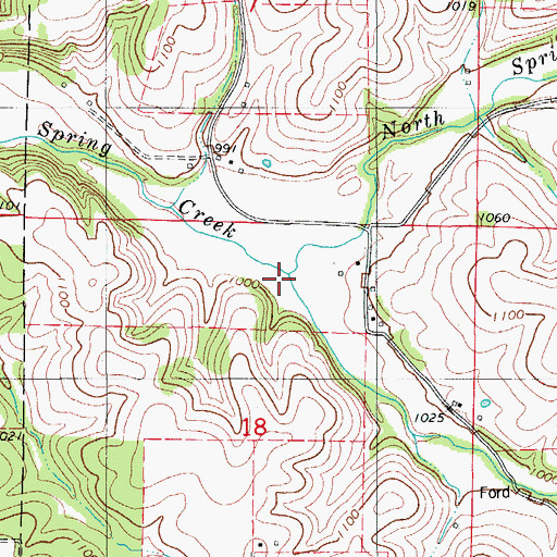 Topographic Map of South Spring Creek, MO