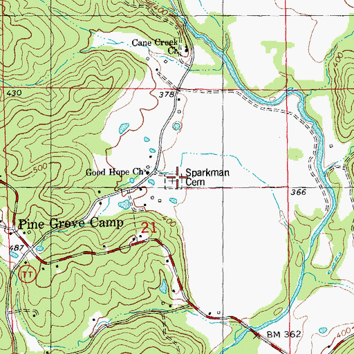 Topographic Map of Sparkman Cemetery, MO