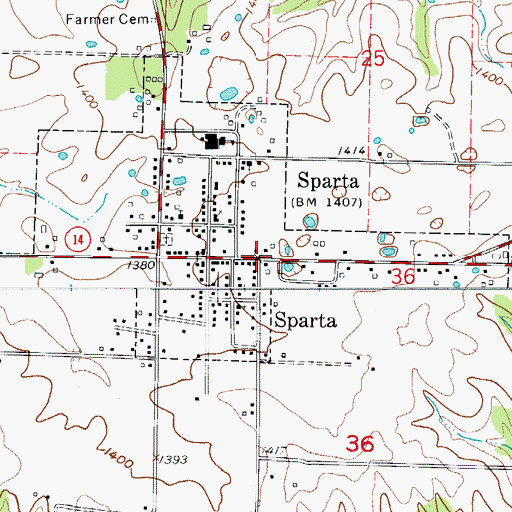 Topographic Map of Sparta, MO