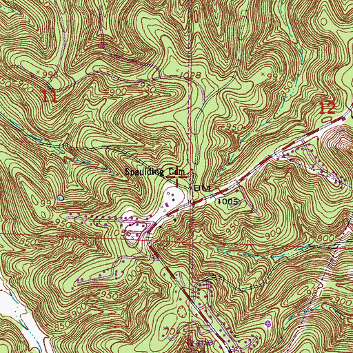Topographic Map of Spaulding Cemetery, MO