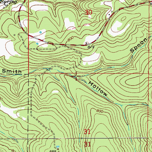 Topographic Map of Spoon Hollow, MO