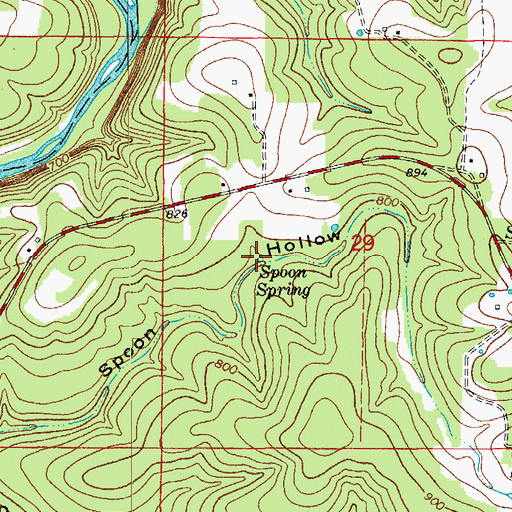 Topographic Map of Spoon Spring, MO