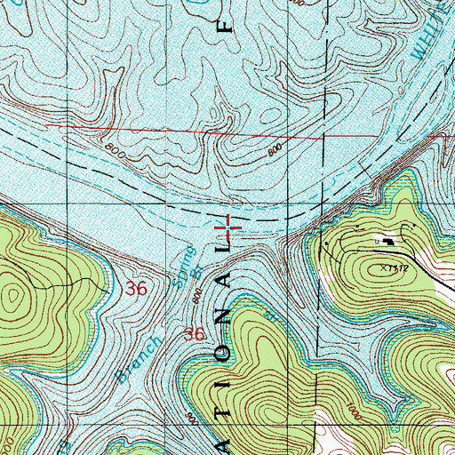Topographic Map of Spring Branch, MO