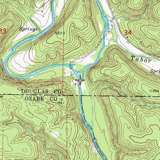 Topographic Map of Spring Creek, MO