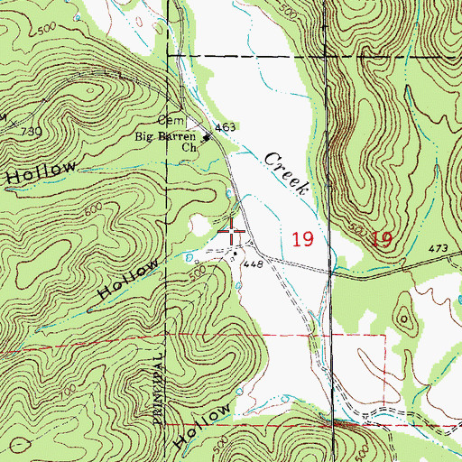 Topographic Map of Spring Hollow, MO