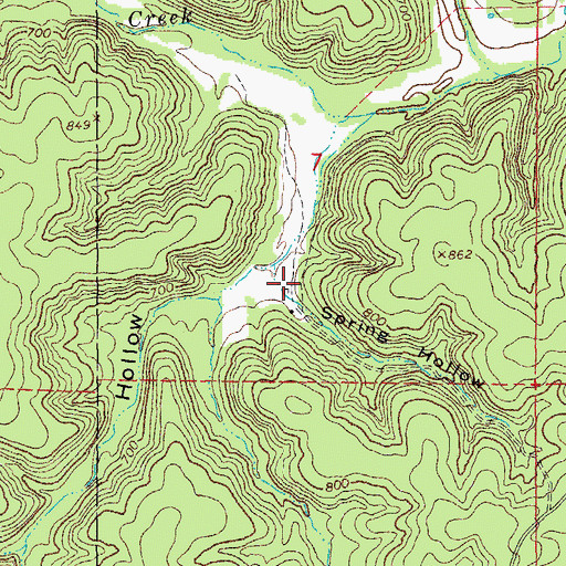 Topographic Map of Spring Hollow, MO