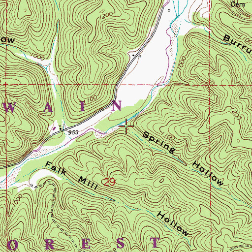 Topographic Map of Spring Hollow, MO