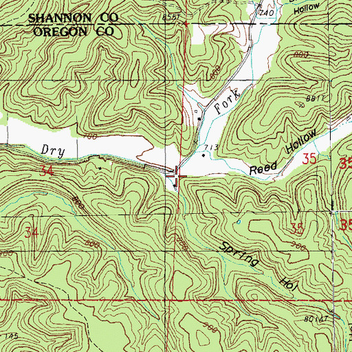 Topographic Map of Spring Hollow, MO