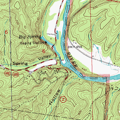 Topographic Map of Spring Valley, MO