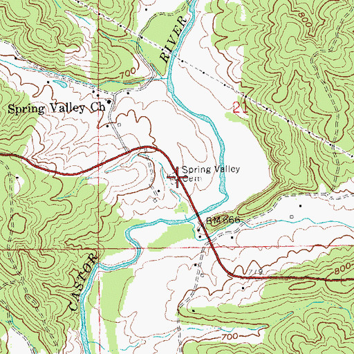Topographic Map of Spring Valley Cemetery, MO