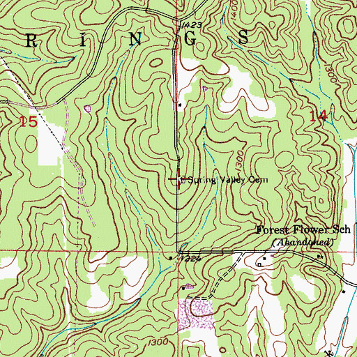 Topographic Map of Spring Valley Cemetery, MO