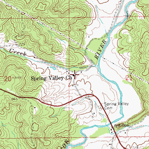 Topographic Map of Spring Valley Church, MO